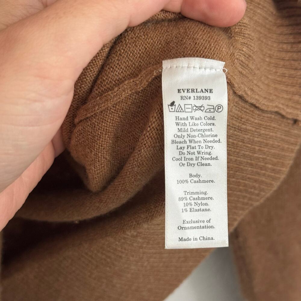 Everlane Cashmere Crew Neck Long Sleeve Pullover Sweater Whiskey Brown XS - Picture 11 of 12